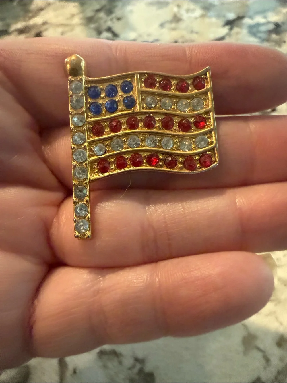 Lot of Six Gold-Tone Jewelry‎ pieces incl Monet Ecology Flag Charm Brooch Pins